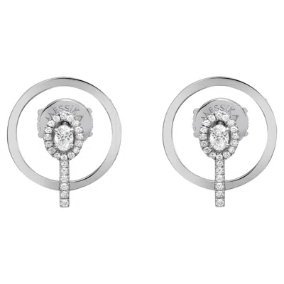 Pre-owned Messika 0.35cttw Glam'azone Graphic Diamond Earrings 18k White Gold