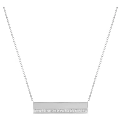 Pre-owned Messika 0.36cttw Kate Horizontal Bar Pendant Necklace 18k White Gold 17 Inches