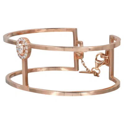 Pre-owned Messika 0.36ctw Manch Glam'azone Diamond 2 Row Bracelet 18k Rose Gold Sz Small In Red