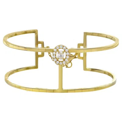 Pre-owned Messika 0.36ctw Manch Glam'azone Diamond 2 Row Bracelet 18k Yellow Gold Sz Small