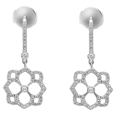 Pre-owned Messika 0.57cttw Eden Dormeuses Diamond Drop Earrings 18k White Gold