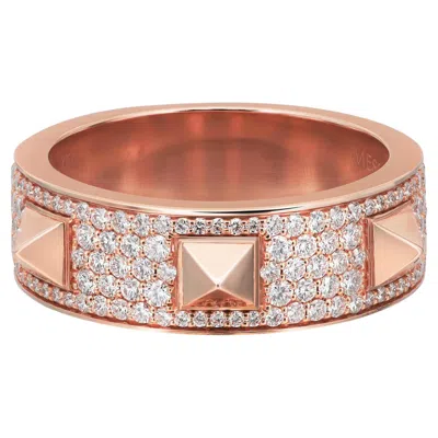 Pre-owned Messika 0.61cttw Spiky Diamond Band Ring 18k Rose Gold Size 52 Us 6.25 In Red