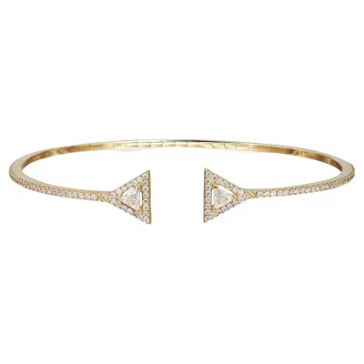 Pre-owned Messika 0.62cttw Skinny Thea Diamond Open Bracelet 18k Yellow Gold Size: Medium