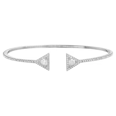 Pre-owned Messika 0.65cttw Thea Skinny Diamond Open Bracelet 18k White Gold Size: Medium