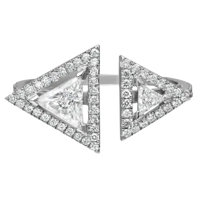 Pre-owned Messika 0.65cttw Thea Toi & Moi Diamond Ring 18k White Gold Size 52 Us 6