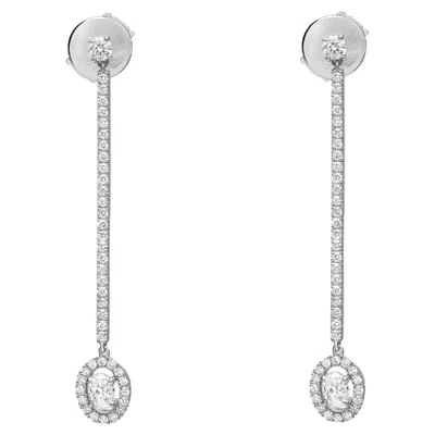 Pre-owned Messika 0.82cttw Pend Glam'azone Diamond Drop Earrings 18k White Gold