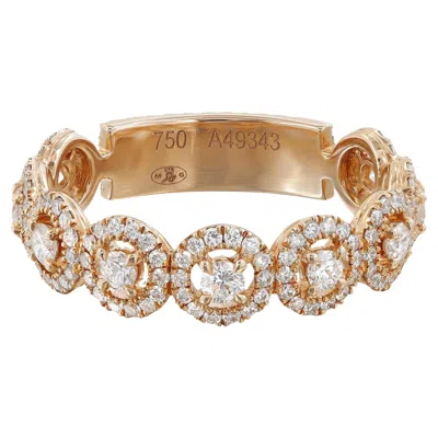 Pre-owned Messika 0.90cttw All Joy Diamond Band Ring 18k Rose Gold Size 55 Us 7.25 In Red