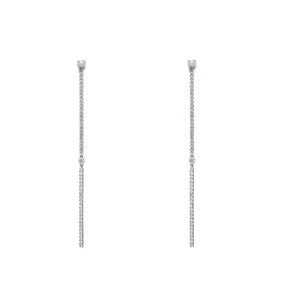 Pre-owned Messika 1.26cttw 2 Barrettes Gatsby Diamond Long Drop Earrings 18k White Gold