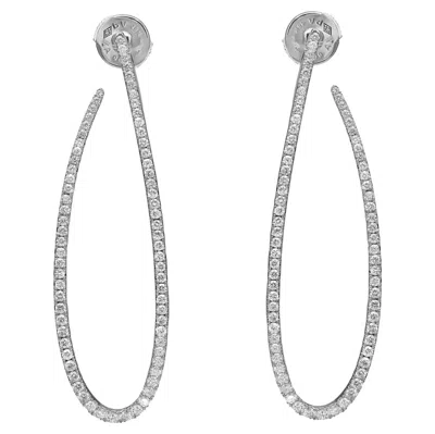 Pre-owned Messika 1.33cttw Gatsby Ovales Diamond Dangle Earrings 18k White Gold