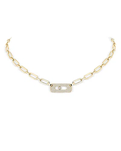 Messika 14k Gold Move Link Diamond Gourmette Necklace, 17.71