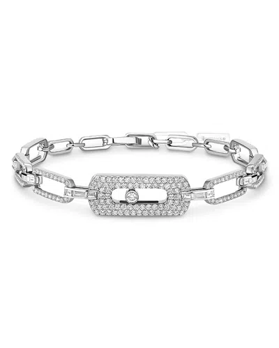 Messika 14k White Gold Move Link Diamond Gourmette Bracelet
