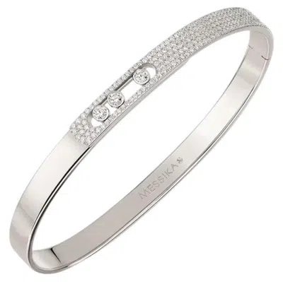 Pre-owned Messika 18 Karat White Gold Pave Diamond Cuff Bracelet