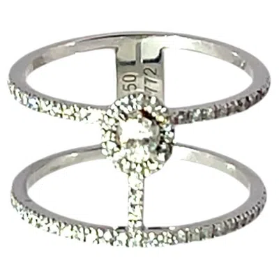 Pre-owned Messika 18ct White Gold Diamond Pav� Ring Glam'azone 2 Rows- D57772