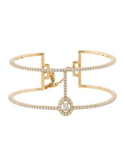 Pre-owned Messika 18k 1.00ctw Diamond Glam'azone Double Row Bangle Bracelet, 5.75" In Multicolor