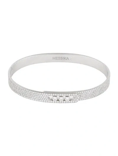 Pre-owned Messika 18k 1.45ctw Diamond Large Move Noa Pave Bangle Bracelet, 7" In Multicolor