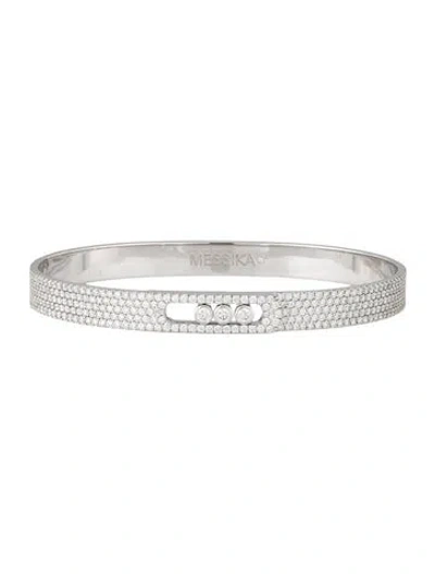 Pre-owned Messika 18k Diamond Move Noa Full Pavé Bangle Bracelet, 6.5" In Multi