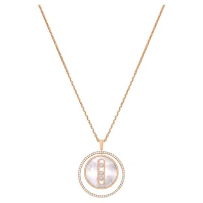 Pre-owned Messika 18k Rose Gold Diamond Necklace With Mother-of-pearl Design In Red