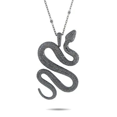 Messika 18k White Gold Black Diamond Snake Pendant Necklace Me16-050426 In Metallic