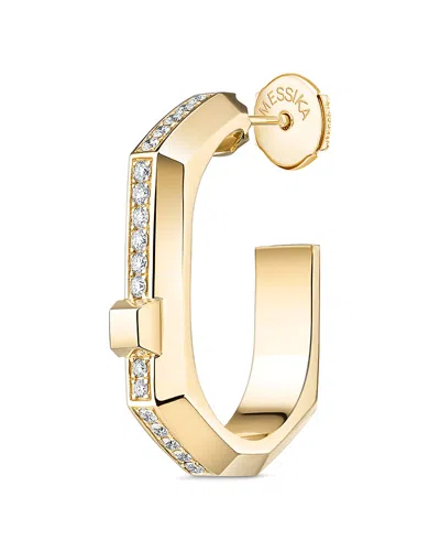 Messika 18k White Gold Diamond Moderniste Hoop Earring In Green