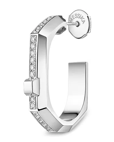 Messika 18k White Gold Diamond Moderniste Hoop Earring In Metallic