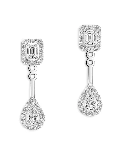 Messika 18k White Gold Diamond My Twin Diamond Mixed Cut Toi Et Moi Drop Earrings In Metallic