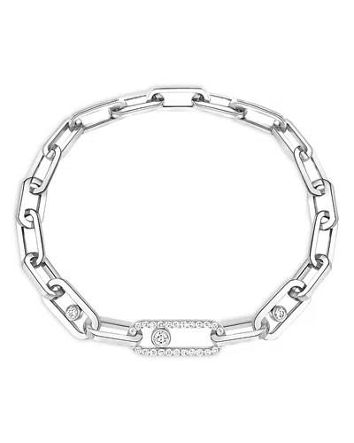 Messika 18k White Gold Move Link Diamond Chain Link Bracelet In Silver