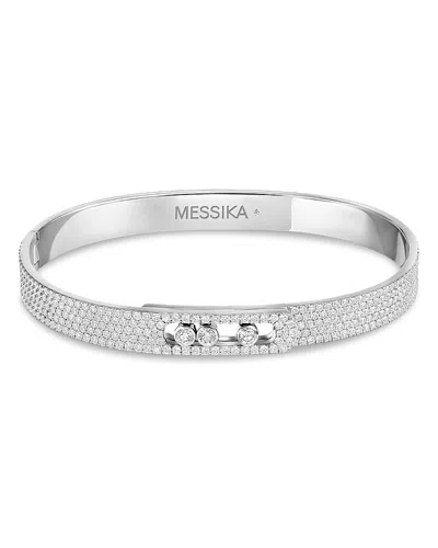 Messika 18k White Gold Move Noa Diamond Pave Bangle Bracelet In Metallic