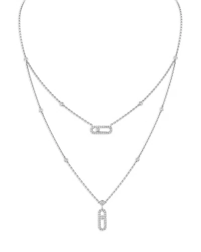 Messika 18k White Gold Move Uno Diamond Layered Necklace In Metallic