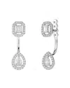 Messika 18k White Gold My Twin Diamond Mixed Cut Toi Et Moi Front To Back Earrings In Silver