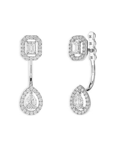 Messika 18k White Gold My Twin Diamond Mixed Cut Toi Et Moi Front To Back Earrings