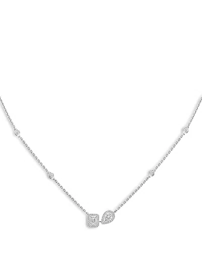Messika 18k White Gold My Twin Toi & Moi Diamond Necklace, 13.8-17.7