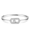 Messika 18k White Gold So Move Diamond Pave Oval Bangle Bracelet In Gray