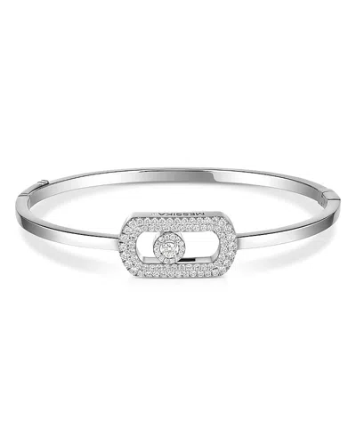 MESSIKA 18K WHITE GOLD SO MOVE DIAMOND LINK BANGLE BRACELET