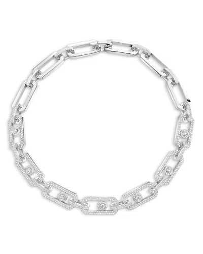 Messika 18k White Gold So Move Diamond Pave Link Necklace, 27.6 In Metallic