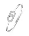Messika 18k White Gold So Move Diamond Pave Oval Bangle Bracelet In Metallic