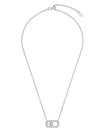 Messika 18k White Gold So Move Diamond Pendant Necklace, 17.7 In Metallic