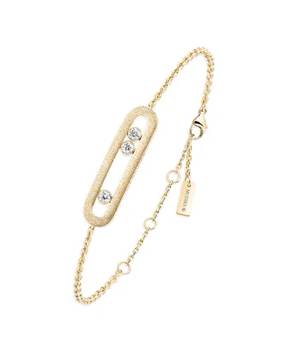 Messika 18k Yellow Gold Diamond Move Classique Engraved Bracelet
