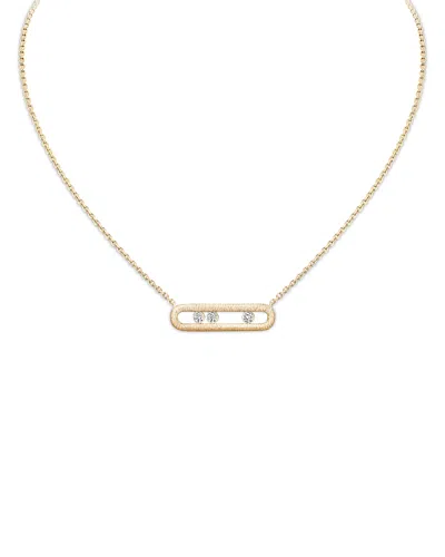 Messika 18k Yellow Gold Move Classique Diamond Cisele Engraved Bar Necklace, 17.71