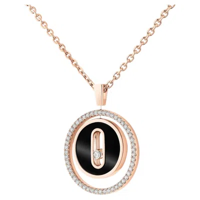 Pre-owned Messika 18kt Pink Gold Onyx And Diamond Lucky Move Necklace, France