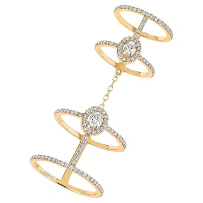 Pre-owned Messika 18kt Yellow Gold Diamond Ring Glam'azone Double Pave