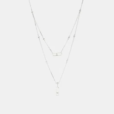 Pre-owned Messika 2 Row Move Uno Diamond 18k White Gold Necklace