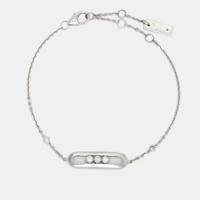 Pre-owned Messika Baby Move Diamond 18k White Gold Link Bracelet In Silver