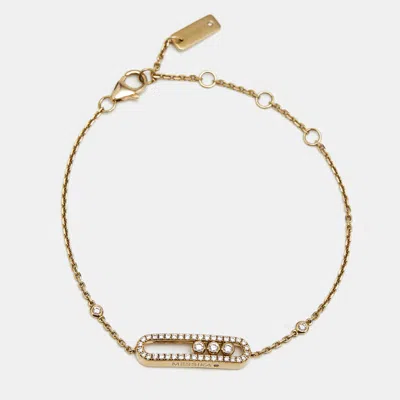 Pre-owned Messika Baby Move Diamond Pave 18k Yellow Gold Bracelet