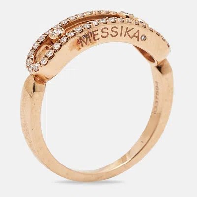 Pre-owned Messika Baby Move Pavé Diamond 18k Rose Gold Ring Size 52