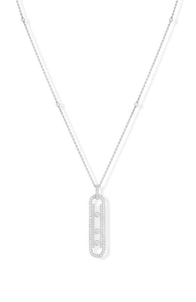 Messika Baby Move Pavé Diamond Pendant Necklace In White Gold/diamond