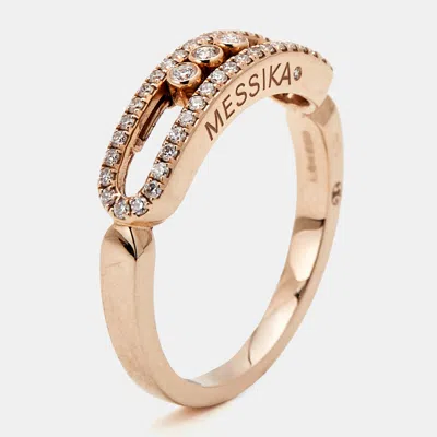 Pre-owned Messika Baby Move Pavé Diamonds 18k Rose Gold Ring Size 54