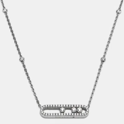 Pre-owned Messika Baby Move Pavé Diamonds 18k White Gold Necklace