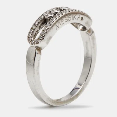 Pre-owned Messika Baby Move Pavé Diamonds 18k White Gold Ring Size 56