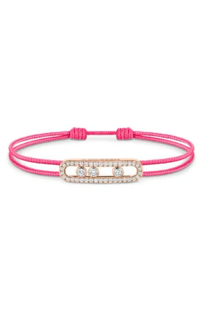 Messika Care Pavé Diamond Friendship Bracelet In Pink