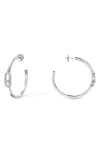Messika Creoles Uno Diamond Link Hoop Earrings In White Gold